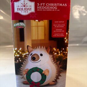 Holiday Time Christmas Hedgehog Wreath 3FT Blow Up Inflatable Electric